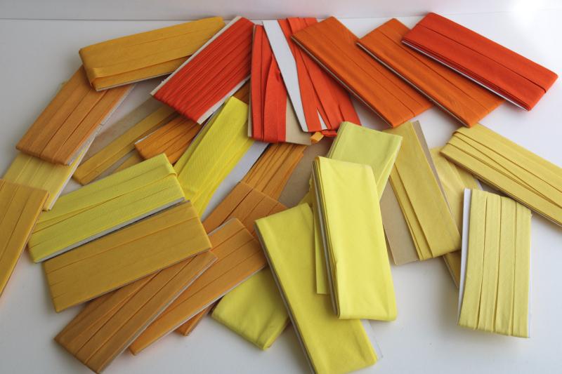 photo of yellow & orange lot vintage seam tape, cotton & blend bias binding for sewing projects #6