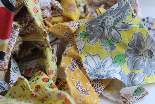 photo of yellow prints 30s 40s 50s vintage cotton scraps bundle for quilting sewing craft projects #3