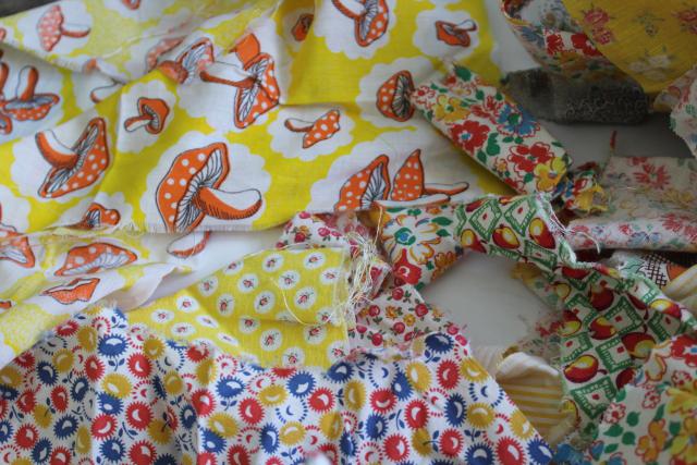 photo of yellow prints 30s 40s 50s vintage cotton scraps bundle for quilting sewing craft projects #6