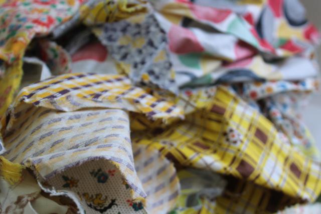 photo of yellow prints 30s 40s 50s vintage cotton scraps bundle for quilting sewing craft projects #7