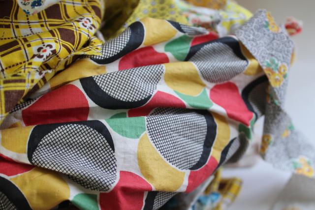 photo of yellow prints 30s 40s 50s vintage cotton scraps bundle for quilting sewing craft projects #14