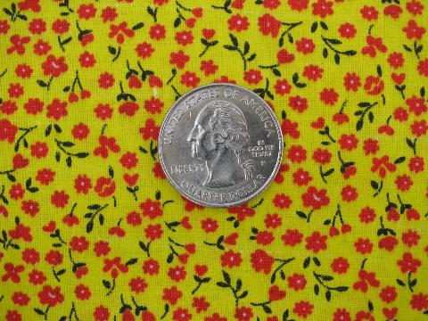 photo of yellow / red flowers print vintage cotton fabric #1