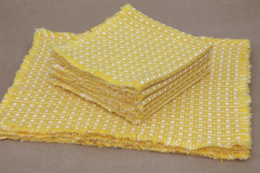 photo of yellow & white homespun cotton placemats & napkins, vintage Mountain Weavers table linens #1