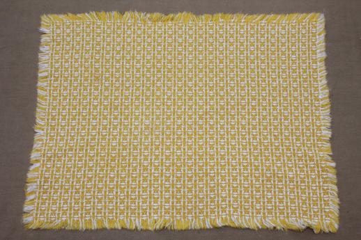 photo of yellow & white homespun cotton placemats & napkins, vintage Mountain Weavers table linens #4