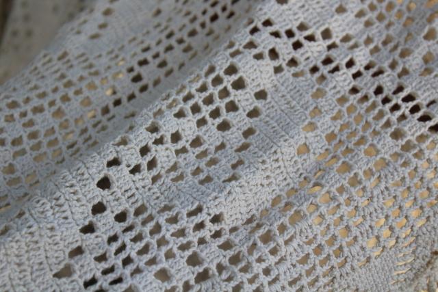 photo of zigzag pattern vintage crochet lace, handmade heavy cotton lace tablecloth or throw #5