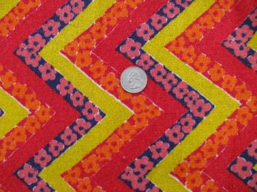 catalog photo of zig-zag print retro mod vintage cotton terry cloth fabric